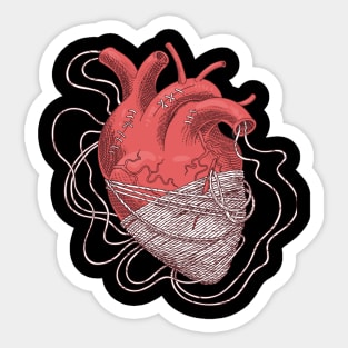 heart red tangled threads Sticker